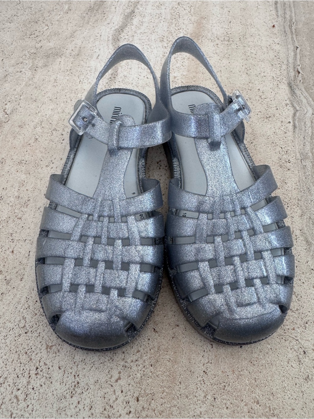 Mini Melissa Girls' Sparkle Jelly Sandals - size 12